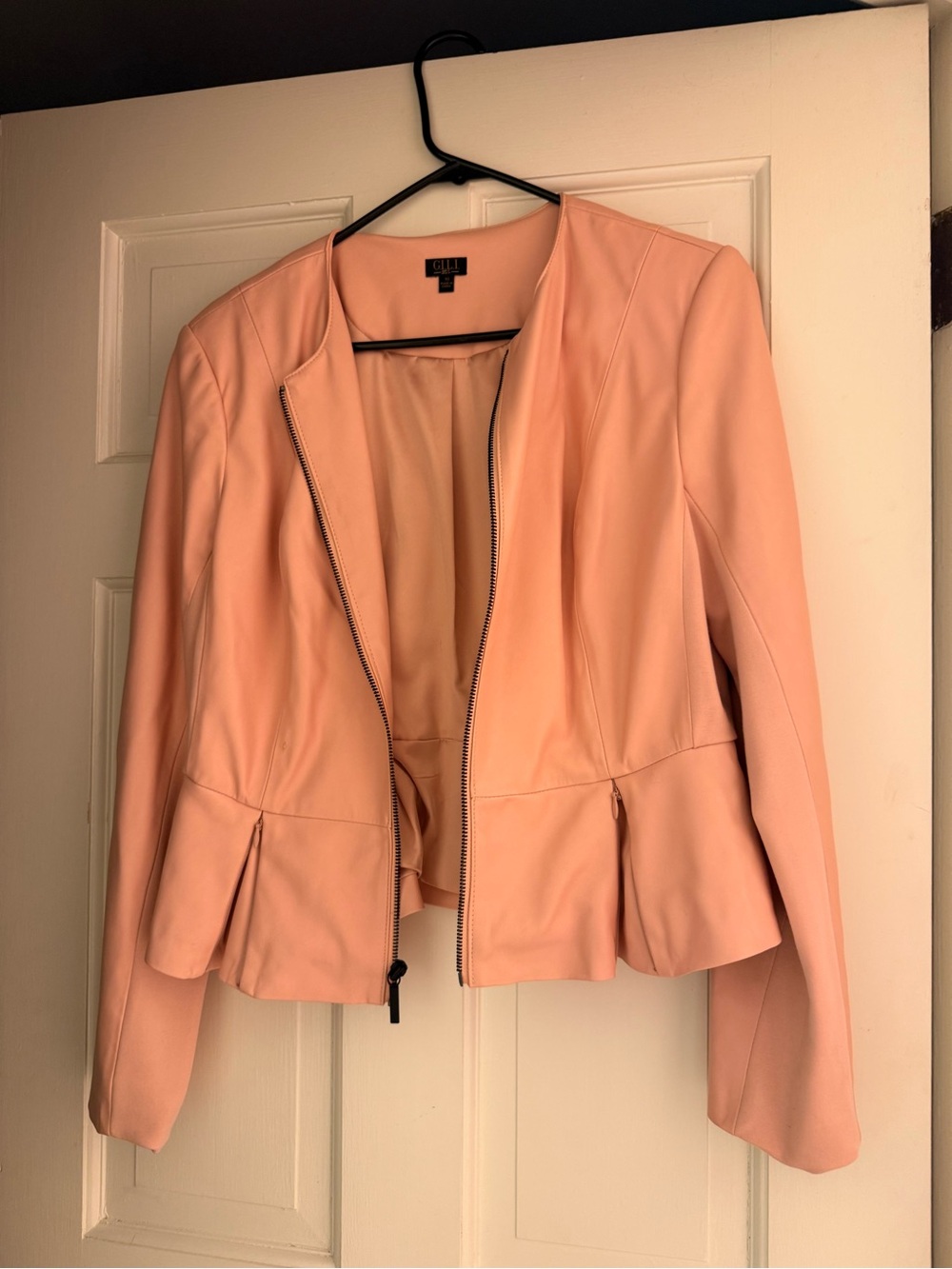 G.I.L.I Blush Pink Peplum Zip Jacket